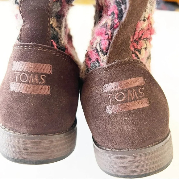Toms Serra Sweater Boot Slouchy Size 8.5 Brown Suede Chunky Knit‎ Pink Lodgecore - Picture 7 of 10
